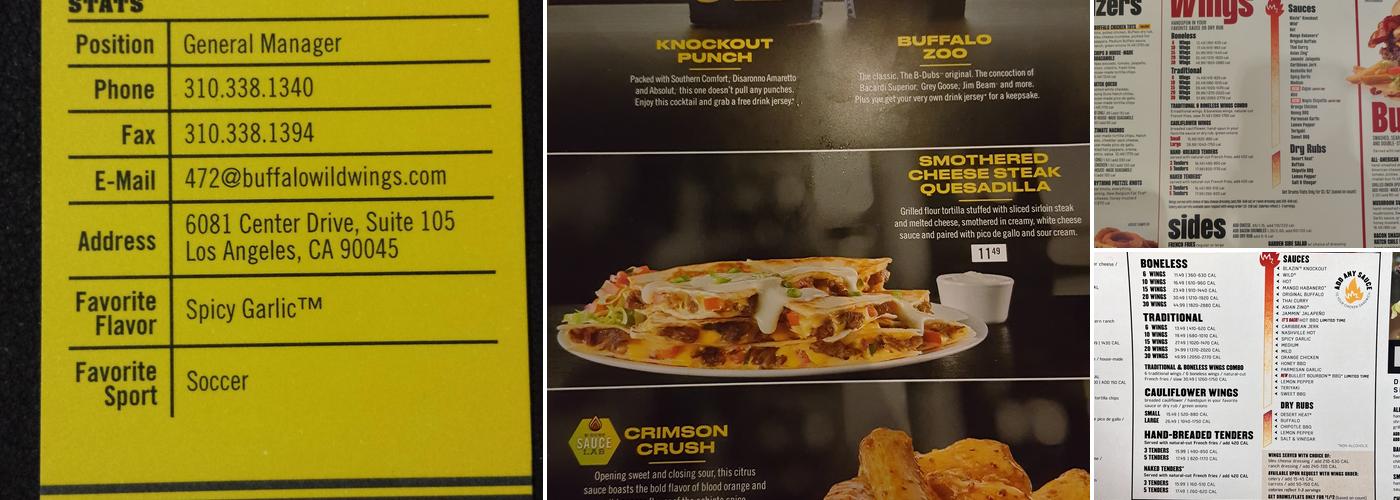 Buffalo Wild Wings Menu