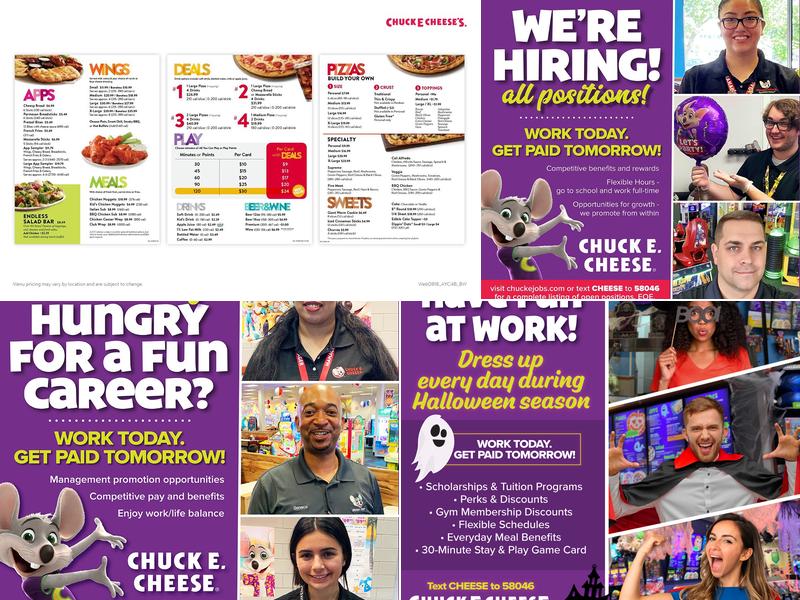 Chuck E. Cheese Menu