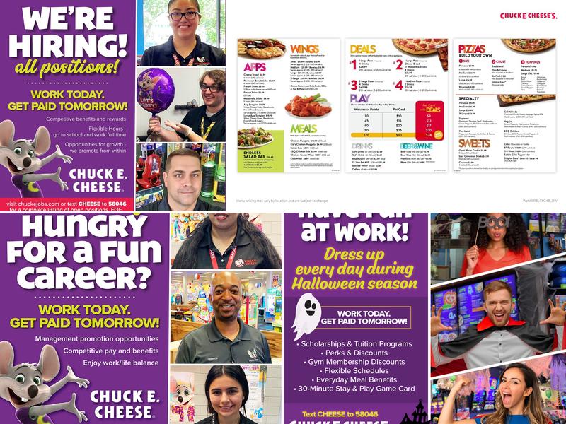 Chuck E. Cheese Menu