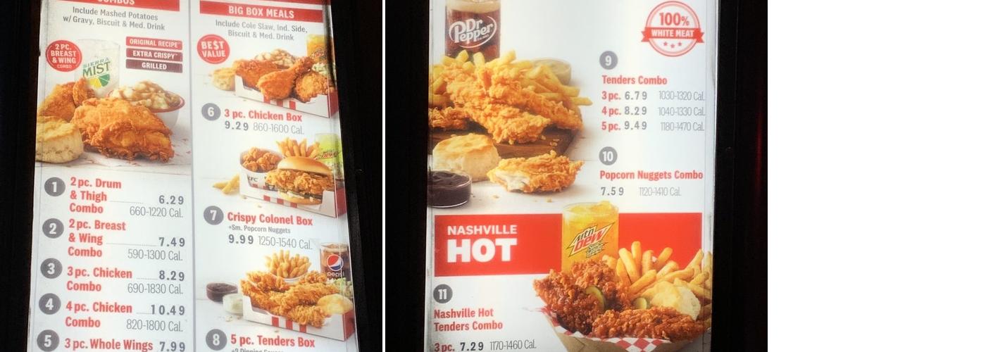 KFC Menu