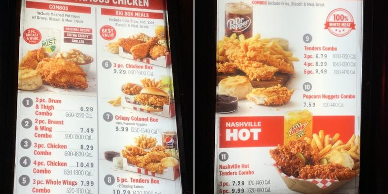 KFC Menu