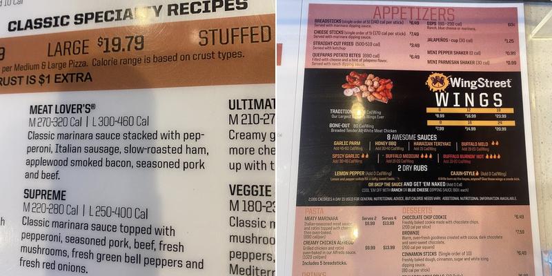 Pizza Hut Menu