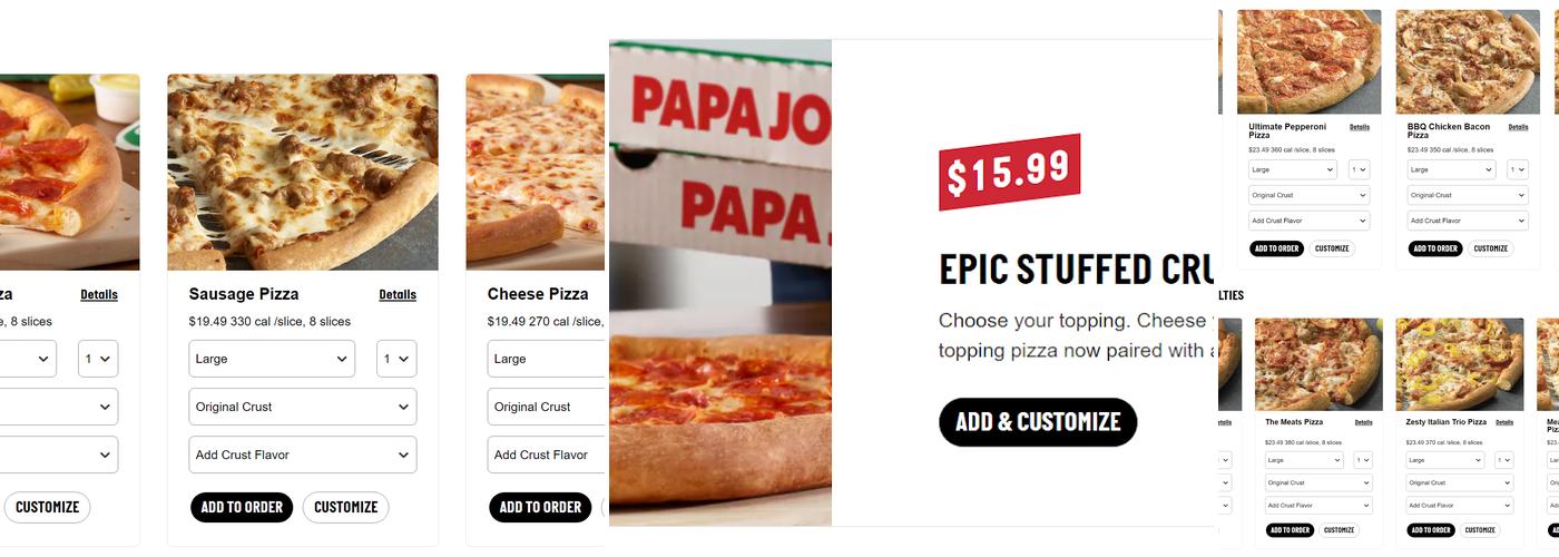 Papa Johns Pizza Menu