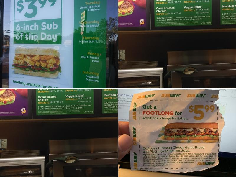 Subway Menu