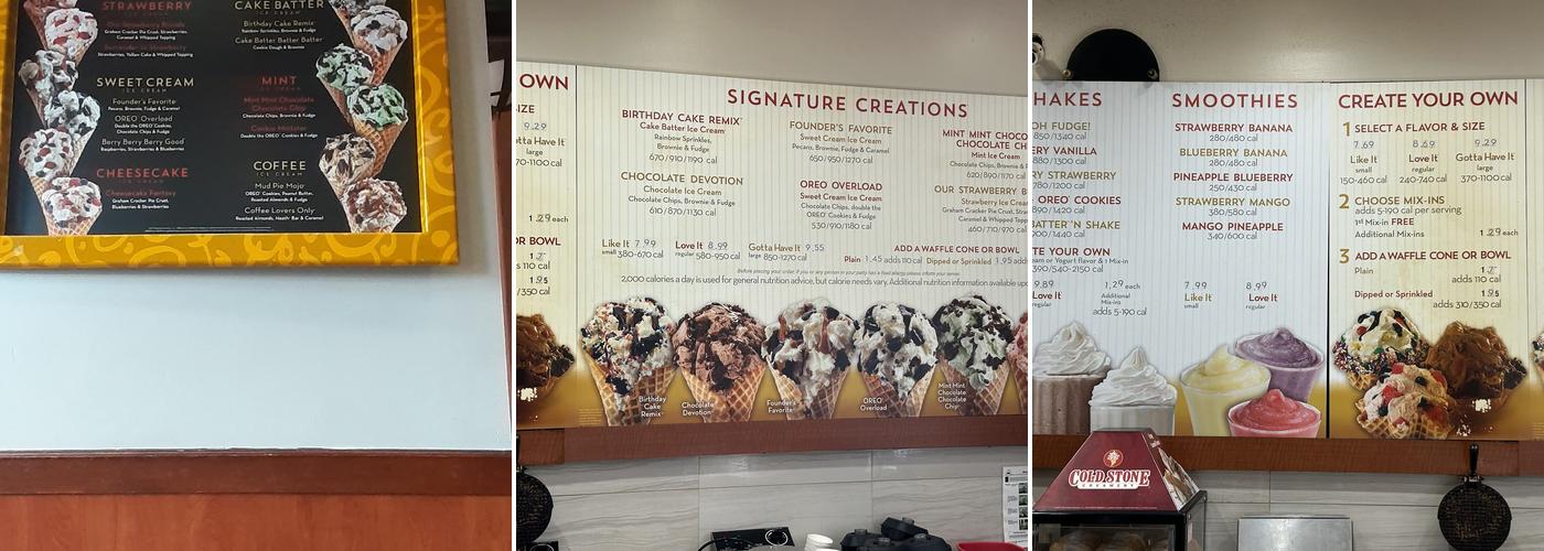 Cold Stone Creamery Menu