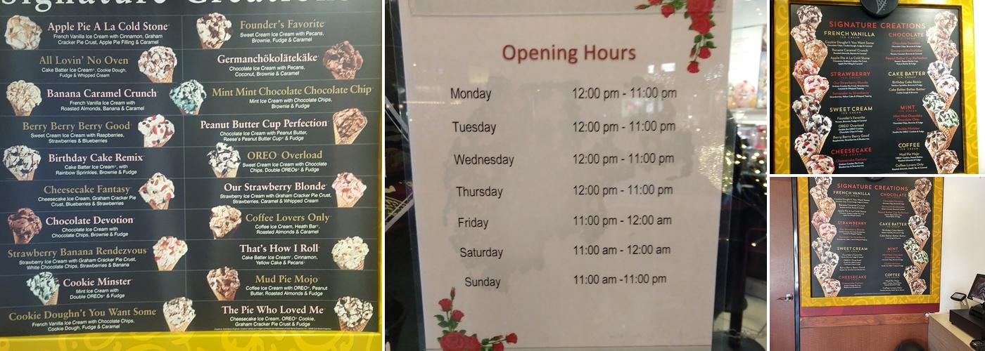 Cold Stone Creamery Menu