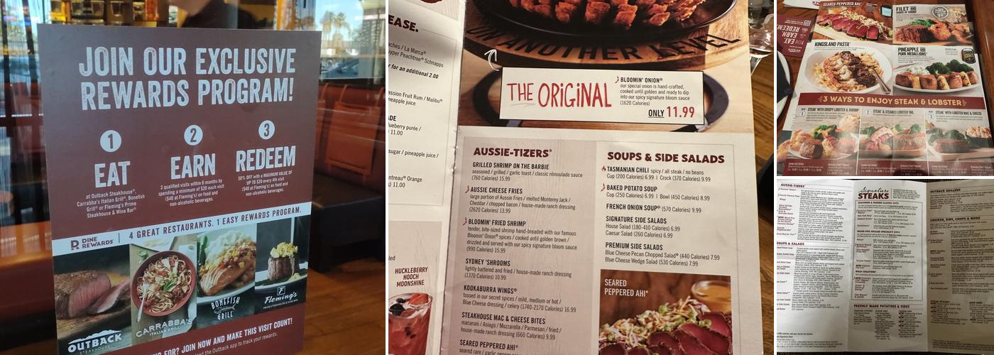 Outback Steakhouse Menu