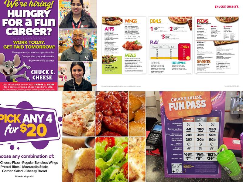 Chuck E. Cheese Menu