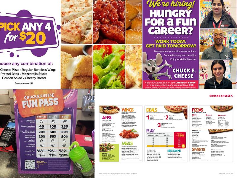 Chuck E. Cheese Menu