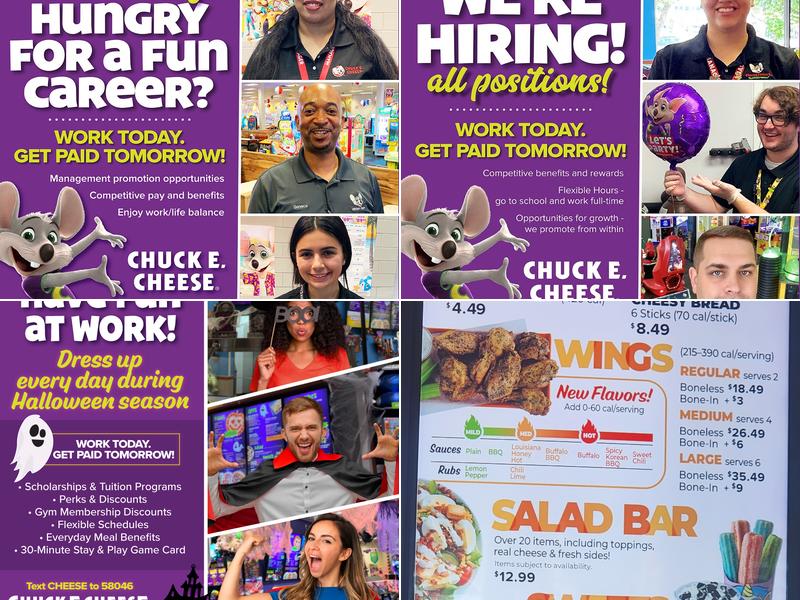 Chuck E. Cheese Menu