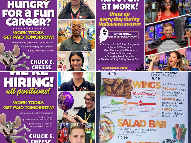 Chuck E. Cheese Menu