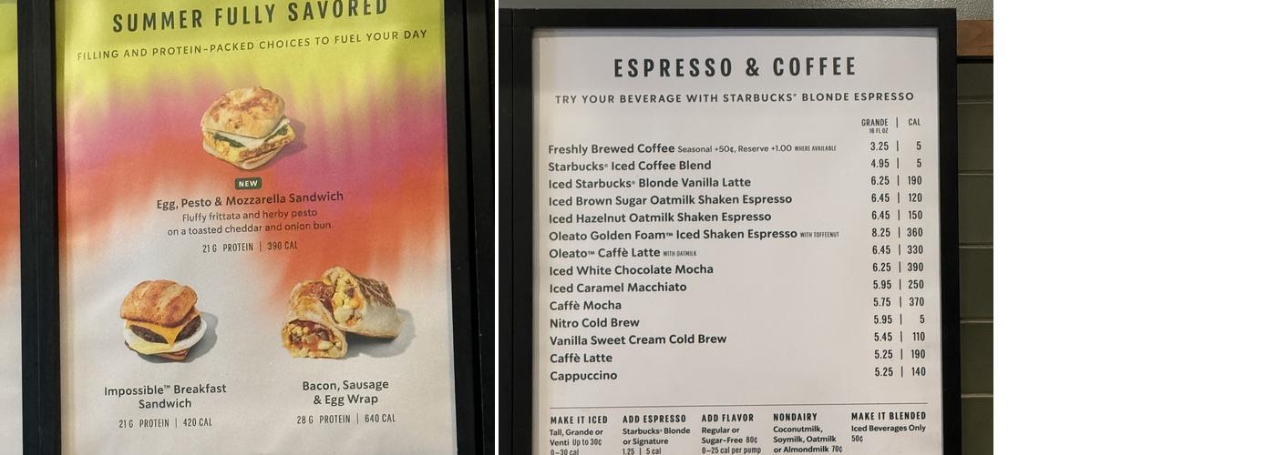 Starbucks Menu