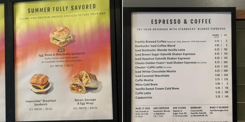 Starbucks Menu