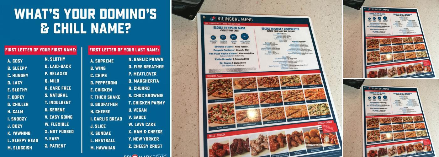 Domino's Pizza Menu