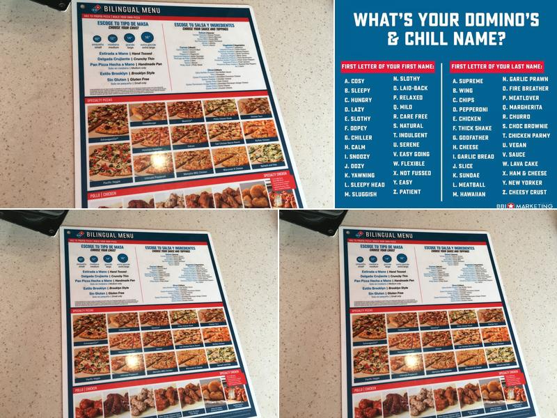 Domino's Pizza Menu