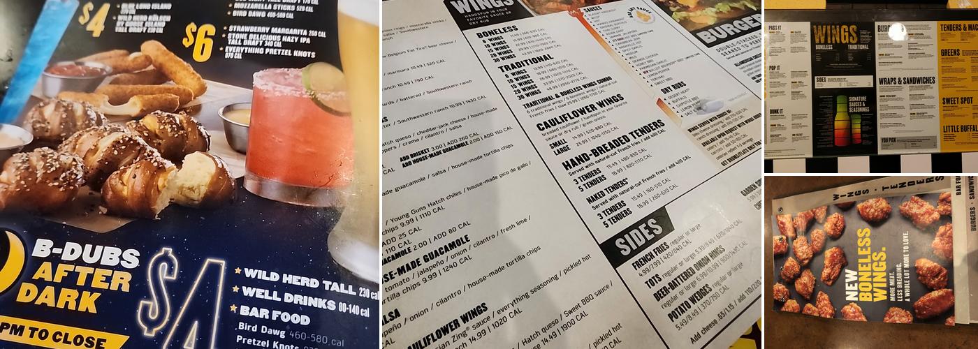 Buffalo Wild Wings Menu