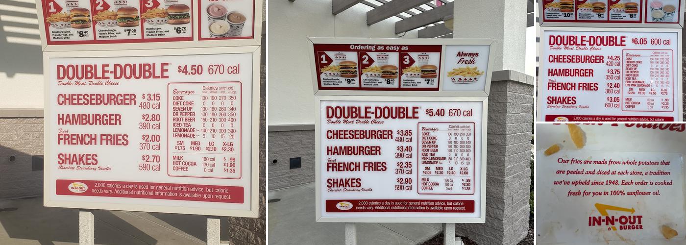 In-N-Out Burger Menu
