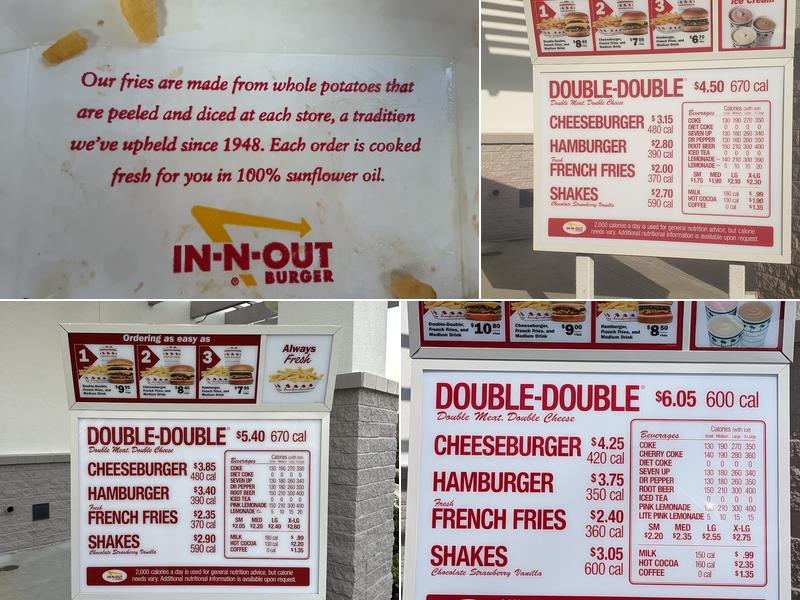 In-N-Out Burger Menu