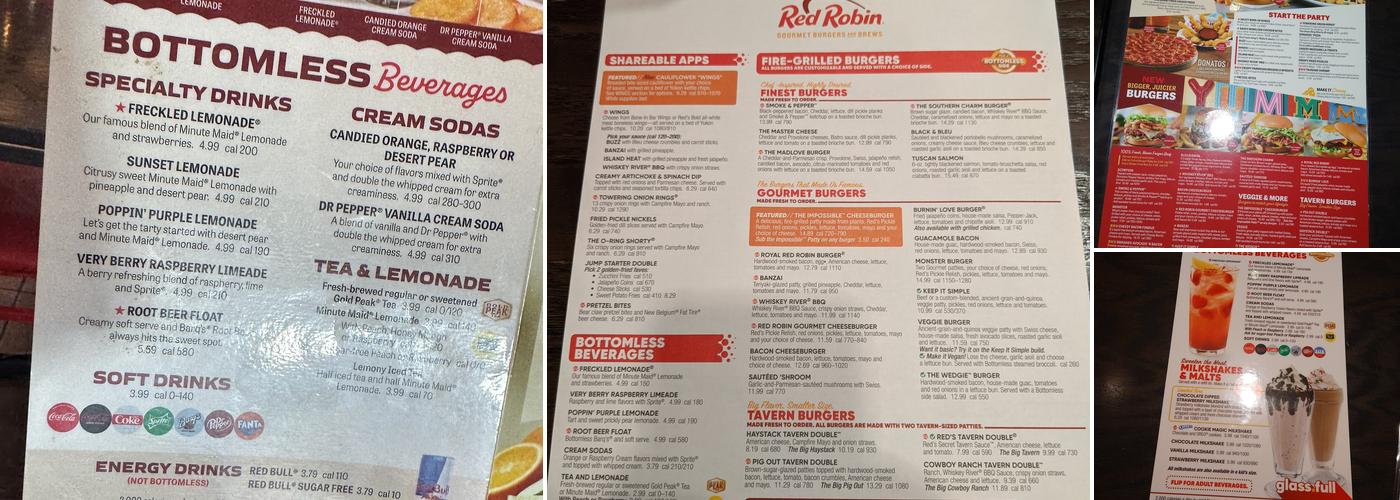 Red Robin Gourmet Burgers and Brews Menu