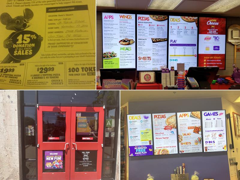 Chuck E. Cheese Menu
