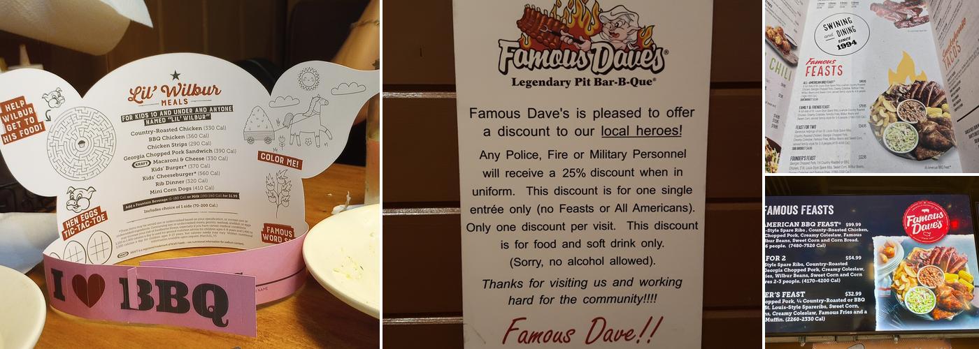 Famous Dave's Bar-B-Que Menu