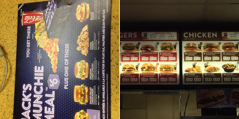 Jack in the Box Menu