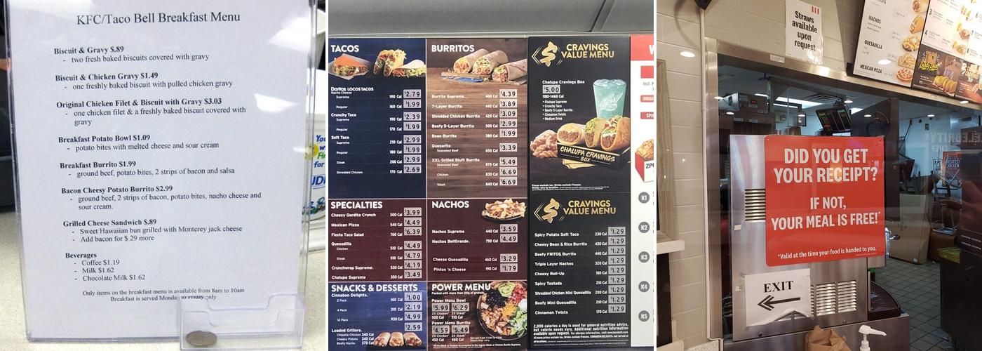 Taco Bell / KFC Menu