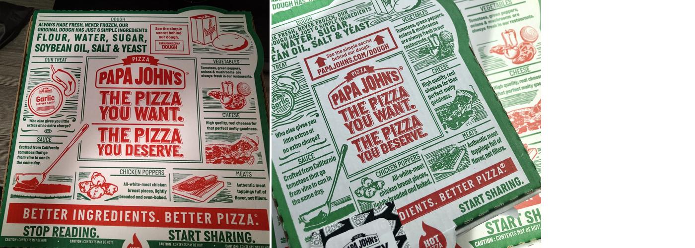 Papa Johns Pizza Menu