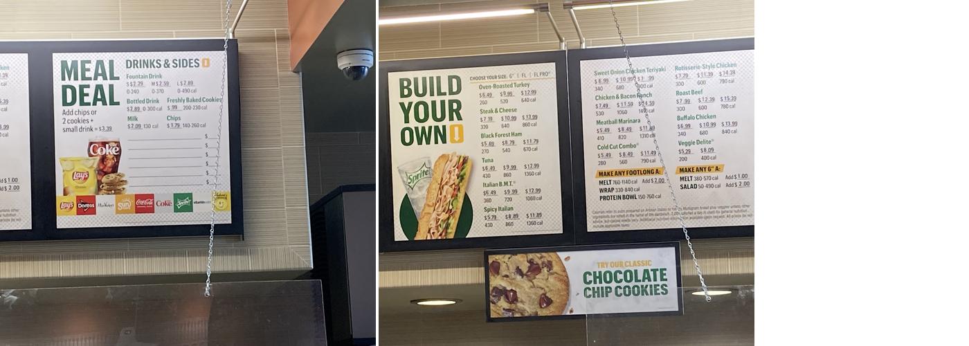 Subway Menu