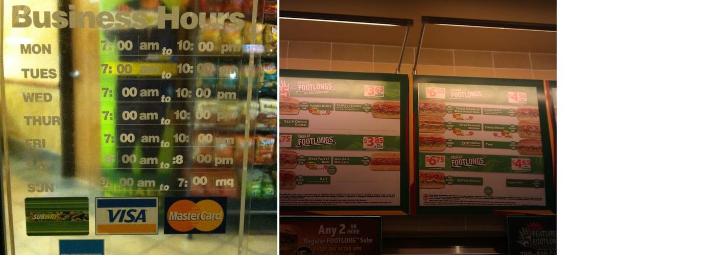 Subway Menu