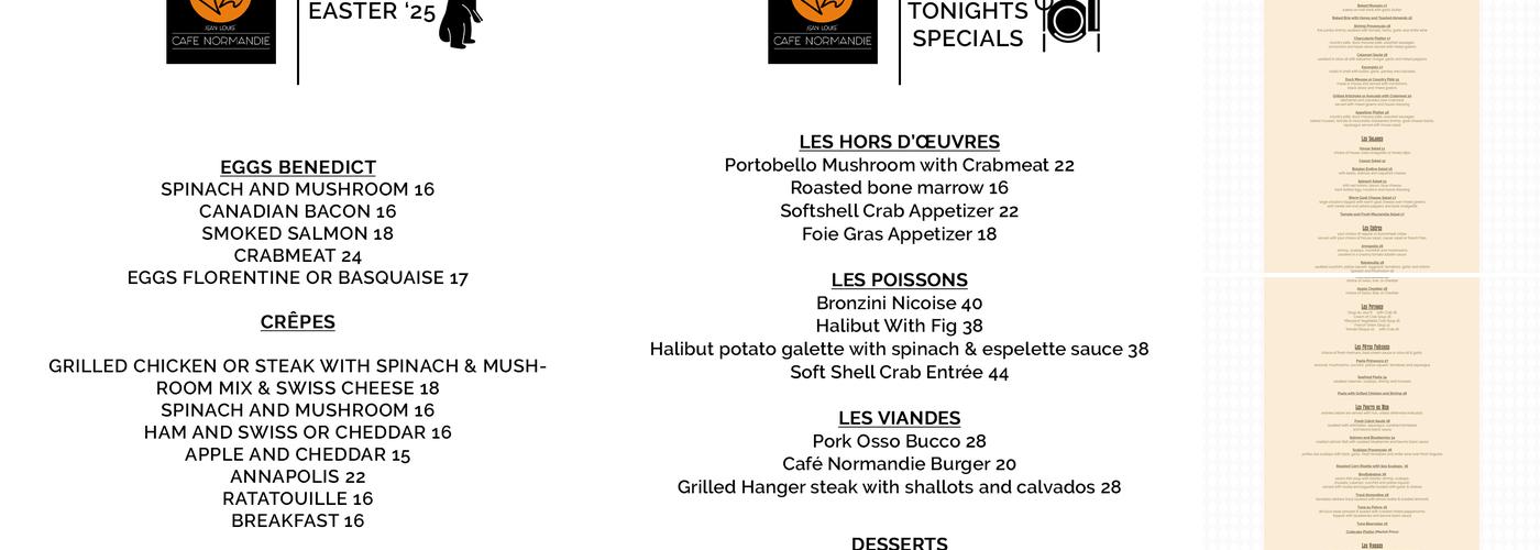 Café Normandie Menu