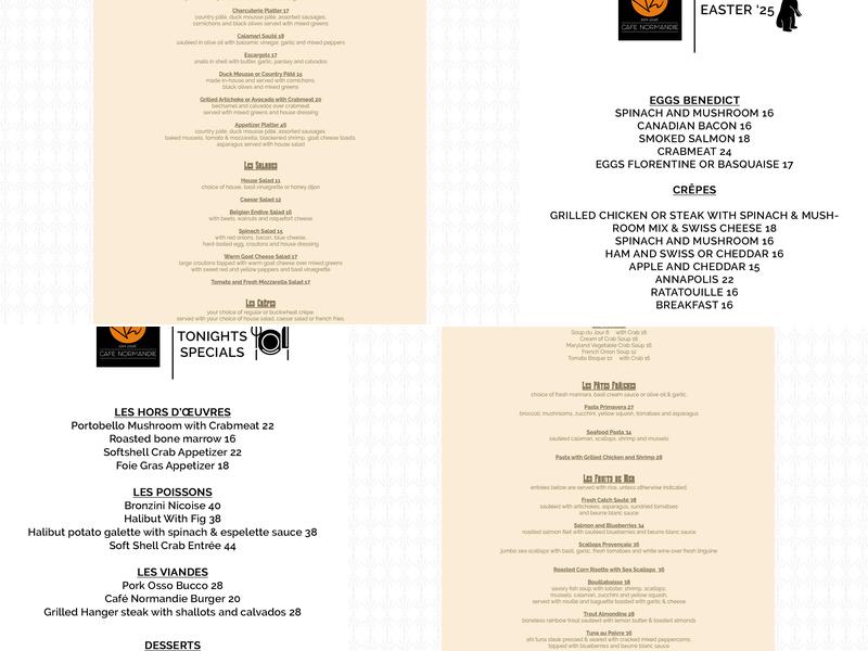 Café Normandie Menu