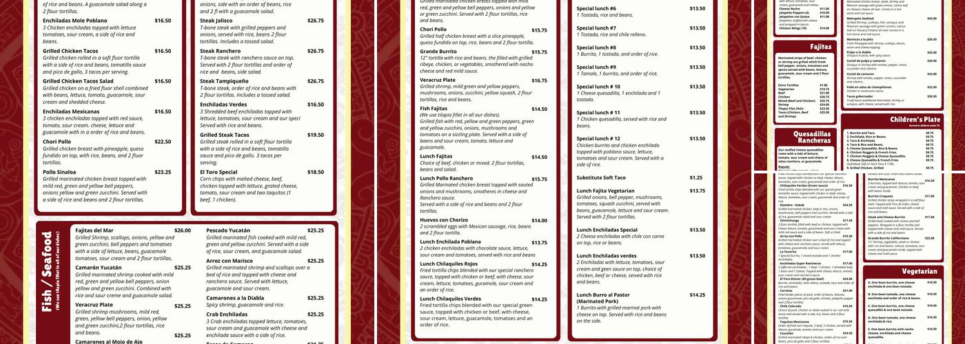 El Toro Bravo ll Menu