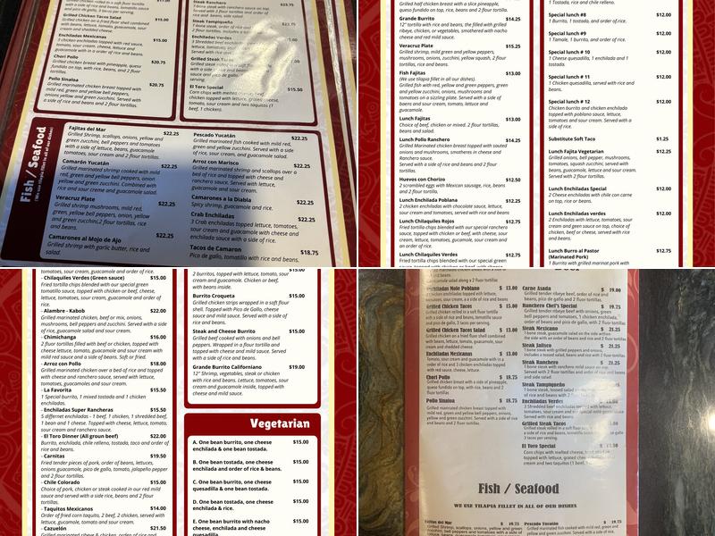 El Toro Bravo ll Menu