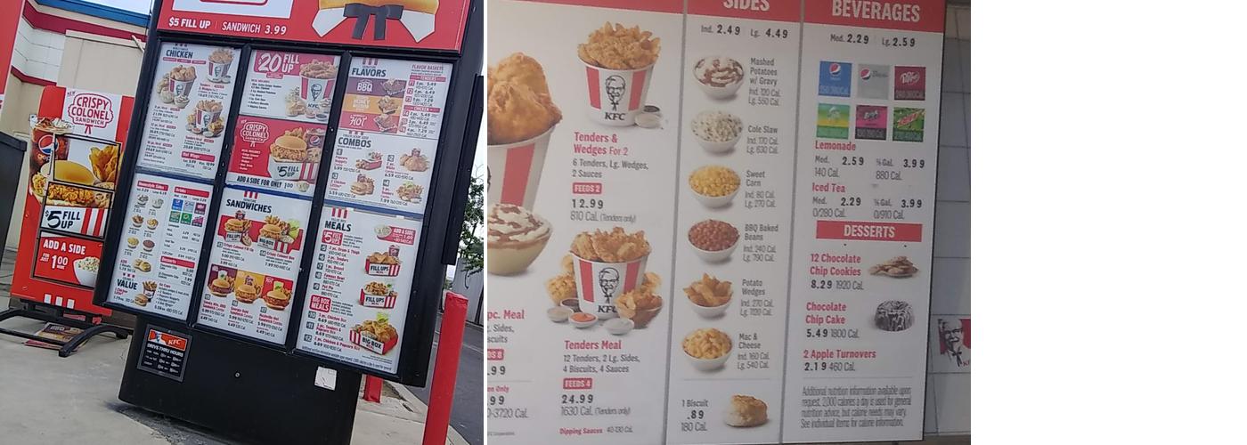 KFC Menu