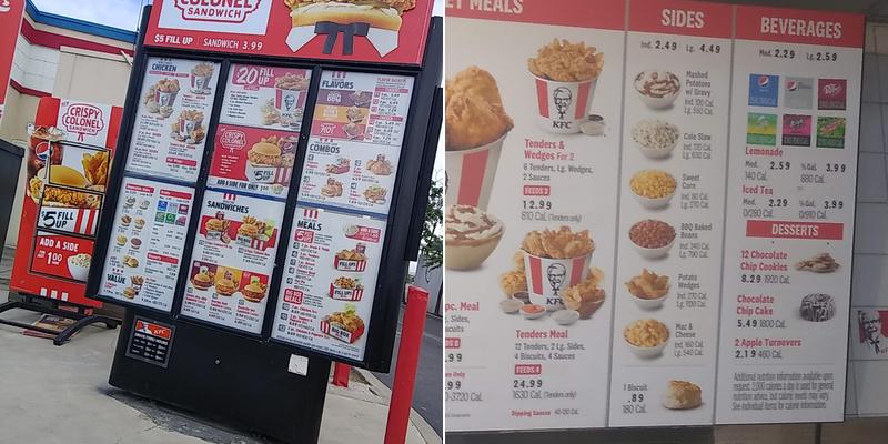KFC Menu
