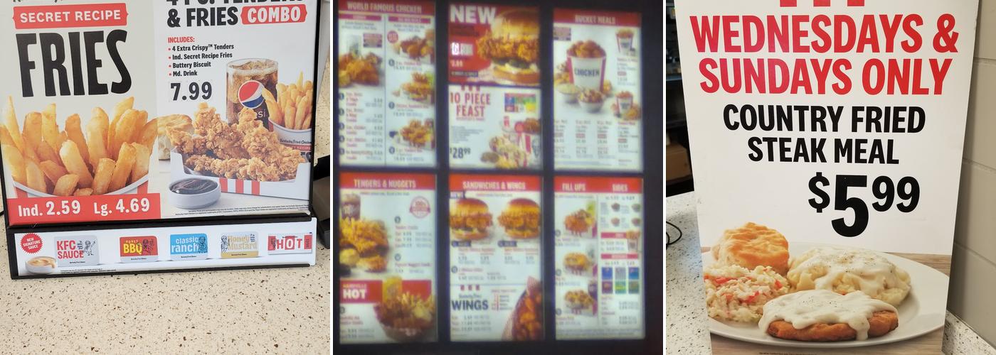KFC Menu