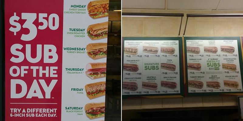 Subway Menu