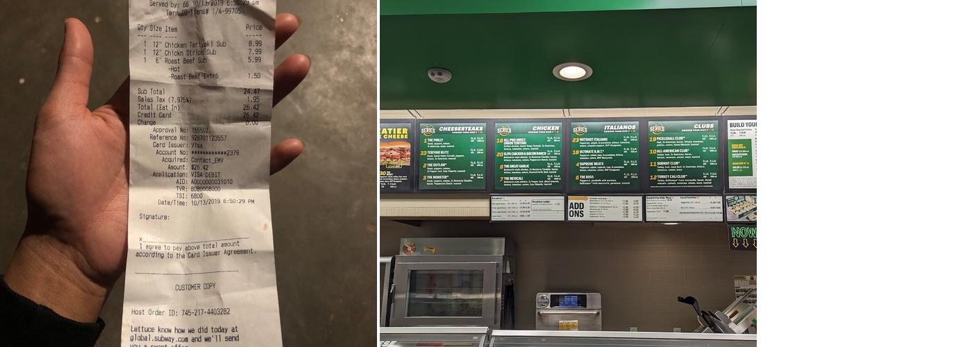 Subway Menu