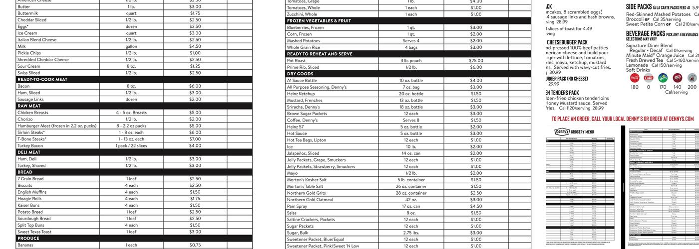Denny's Menu