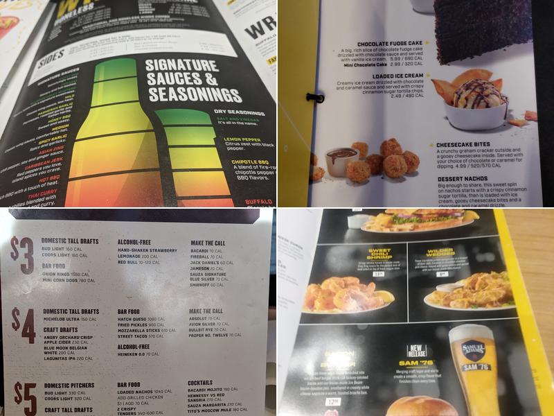 Buffalo Wild Wings Menu