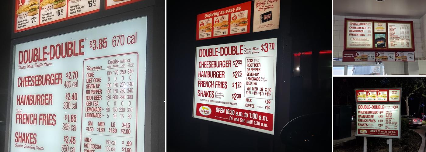 In-N-Out Burger Menu