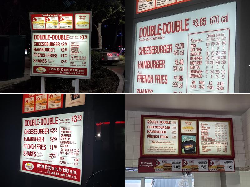In-N-Out Burger Menu