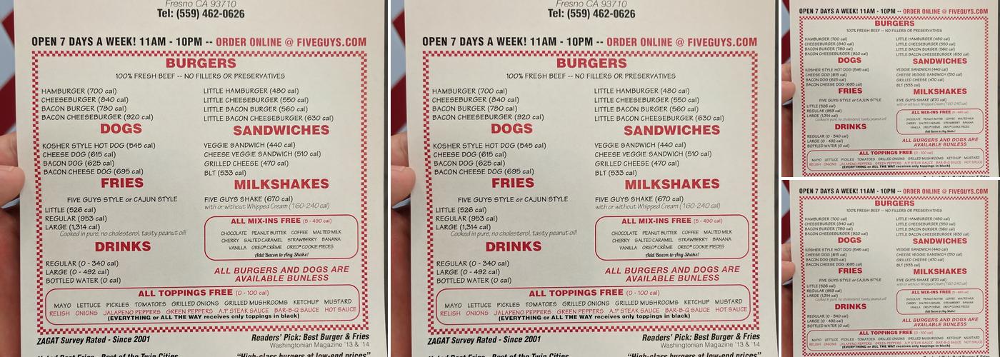 Five Guys Menu