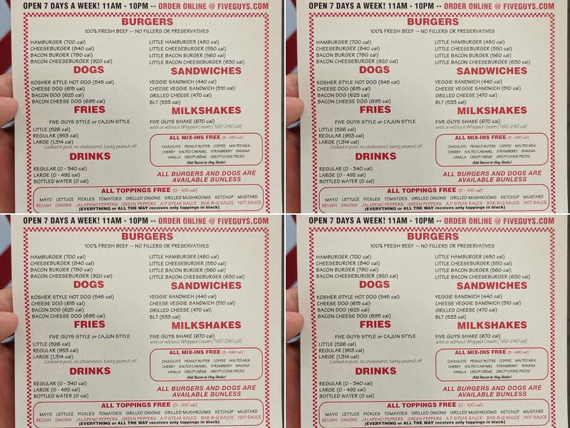 Five Guys Menu