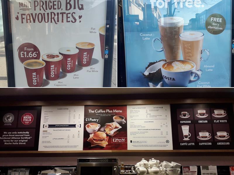 Costa Coffee Menu