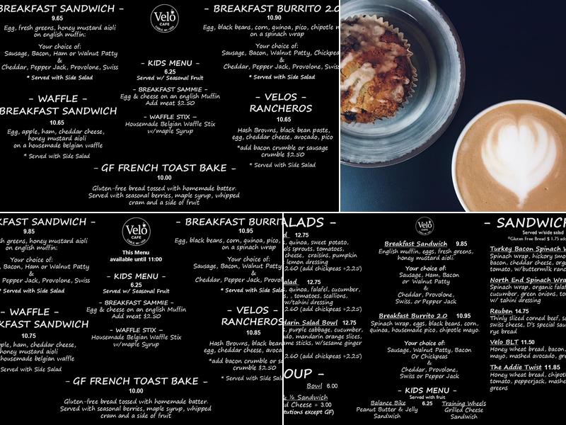 Velō Cafe Menu