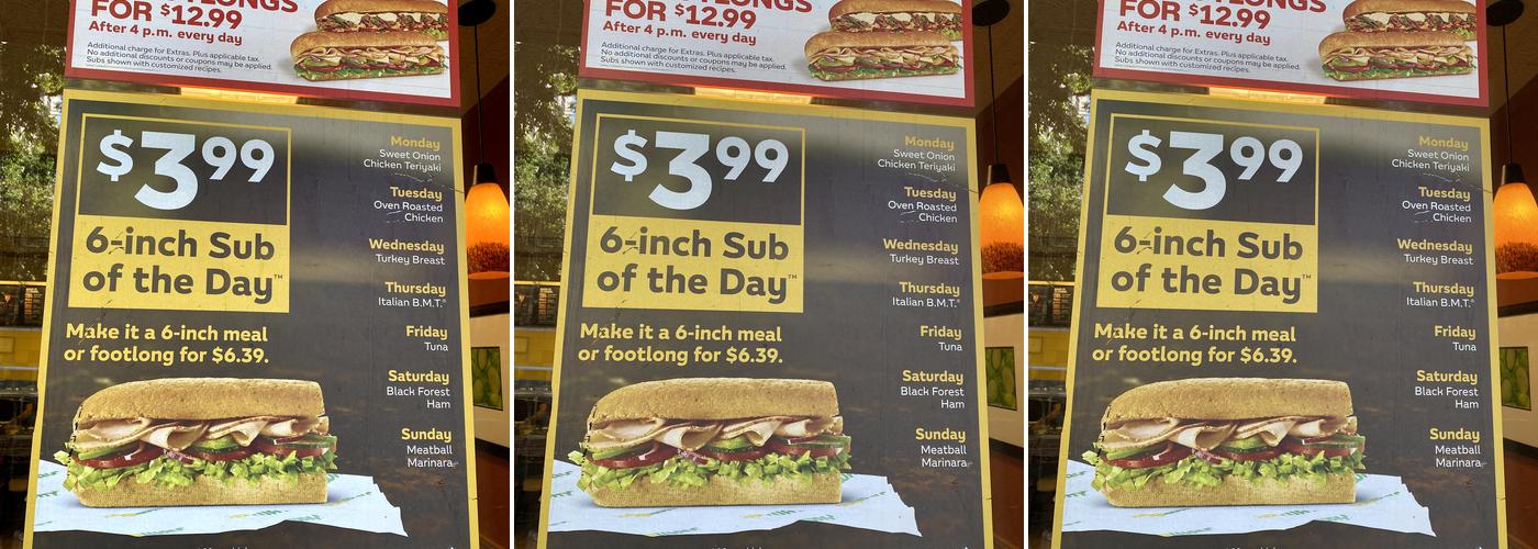Subway Menu