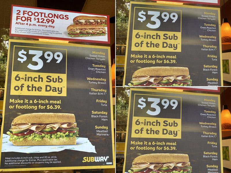 Subway Menu