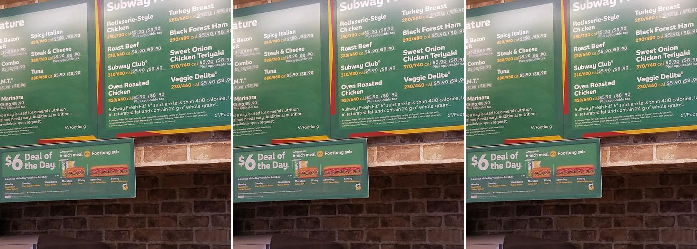 Subway Menu